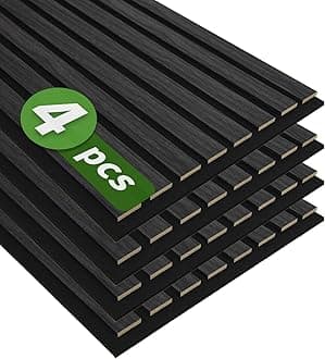 Art3d 4-Pack 12" x 93" Soundproof Wood Slat Panels, 31 sq.ft Acoustic Wall Panels, 3D Wall Panels with Wood Slat Design, Decorative Wood Wall Panel for Accent Walls-Grey Oak