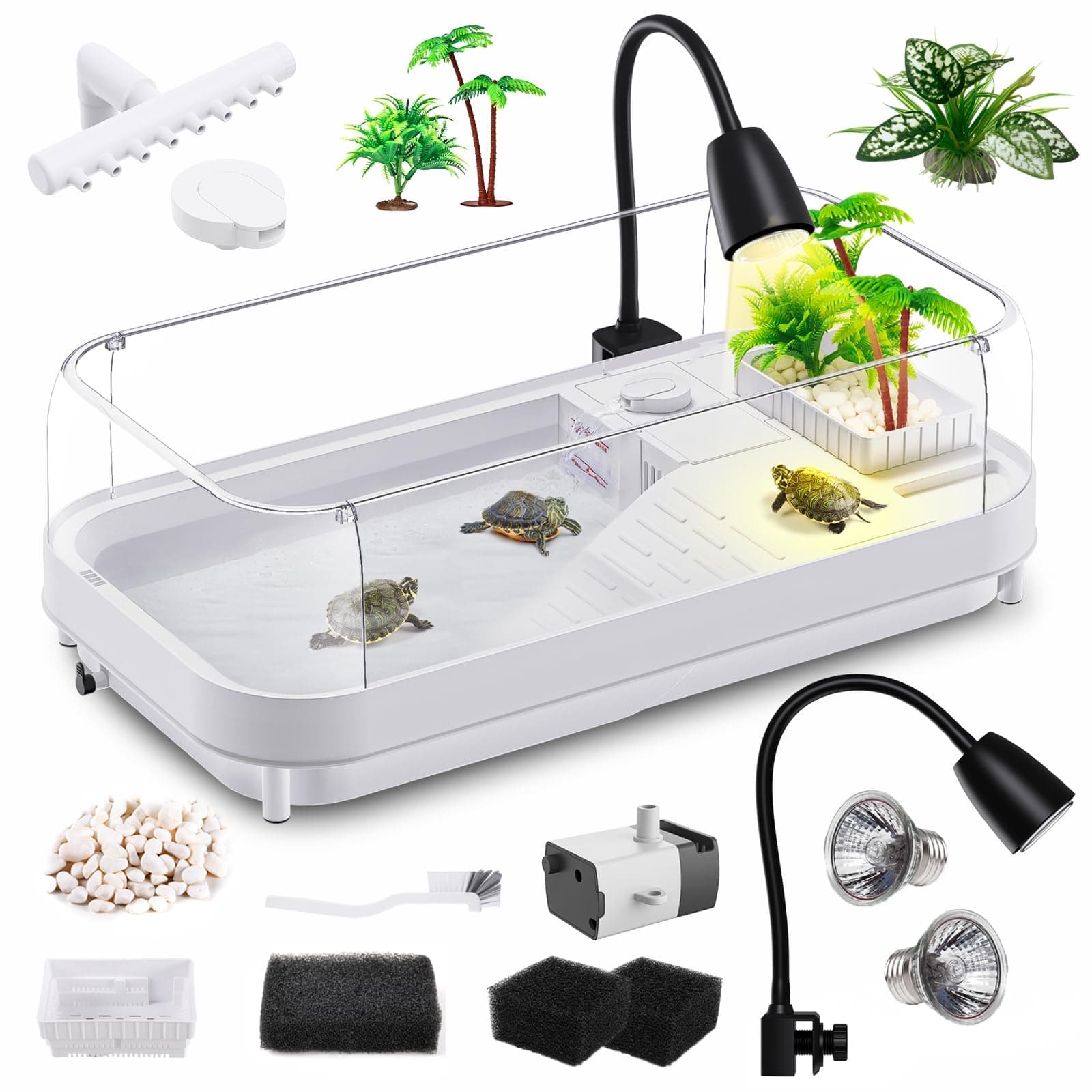 Moonorange Large Turtle Tank Kit (Tank + Lamp + Filter), Acrylic Turtle Tank ...