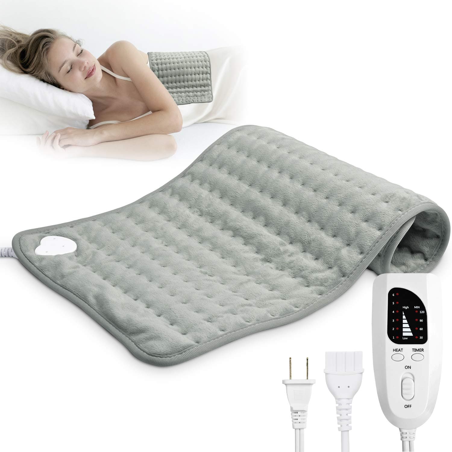 Heating Pad for Back Pain and Cramps Relief Fast-Heating Technology, Moist Heat Therapy, 6 Temperature Settings, Electric Heating Pad 12"x24" Large Heating Pads, Auto-Off Timer, Micro Plush/Soft Touch