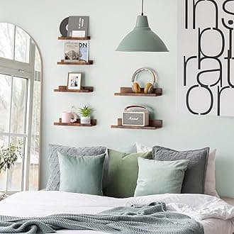 Fixwal Floating Shelves, 6 Sets of Wall Mounted Shelves for Home Decor, Modern Picture Ledge Shelves for Living Room, Bedroom, Bathroom, Kitchen (Brown)