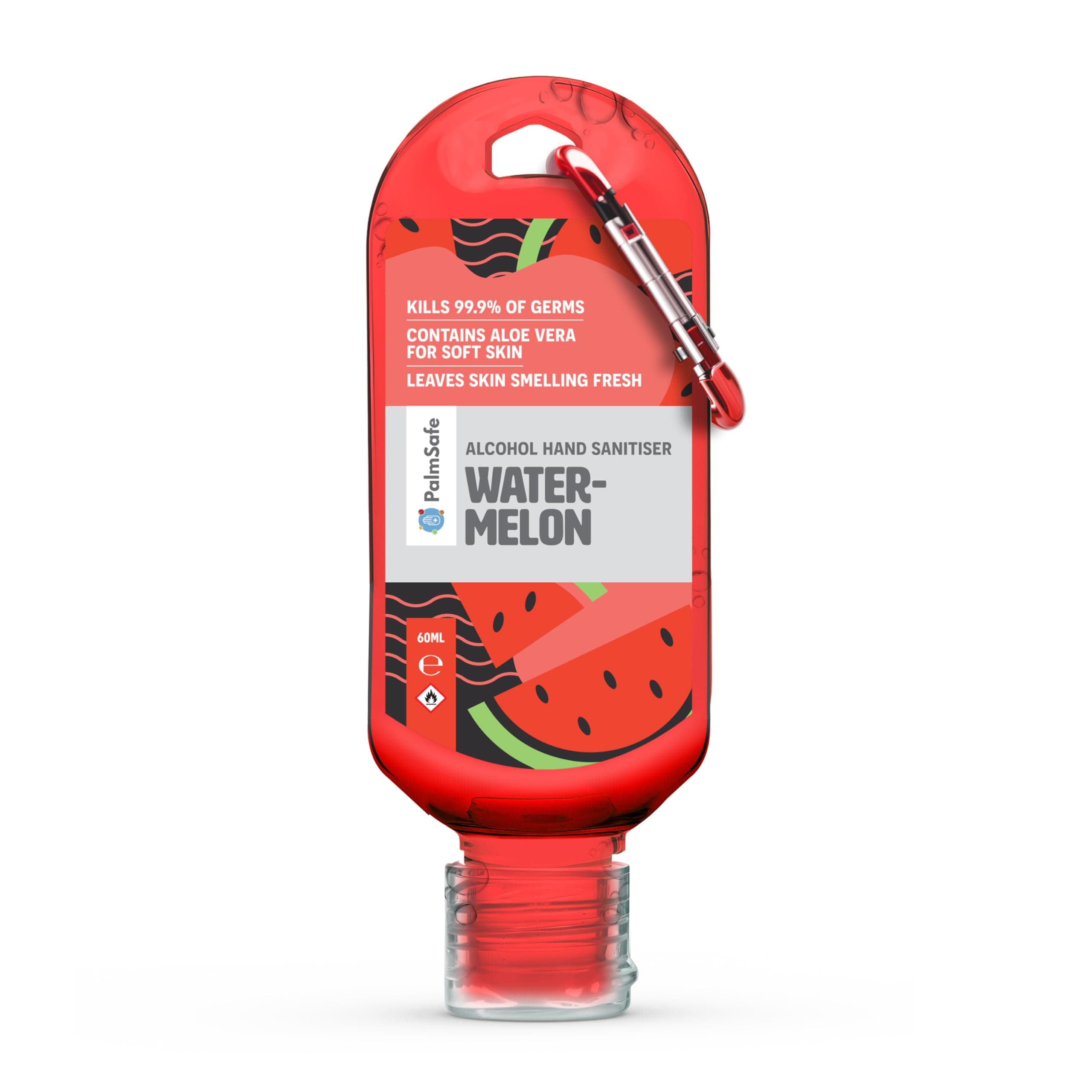 Palm Safe Watermelon Alcohol Hand Sanitiser 60 ml Clip Bottles