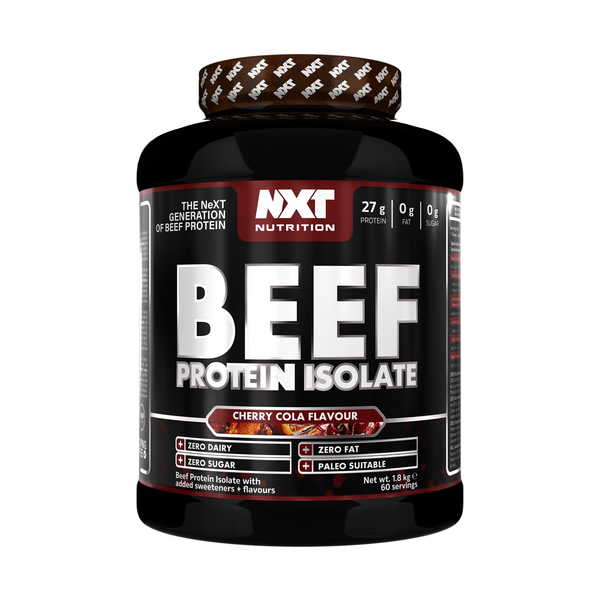 NXT Nutrition Beef Protein Isolate Powder - Protein Powder High in Natural Amino Acids - Paleo, Keto Friendly - Dairy and Gluten Free - Muscle Recovery | 1.8kg (Cherry Cola)