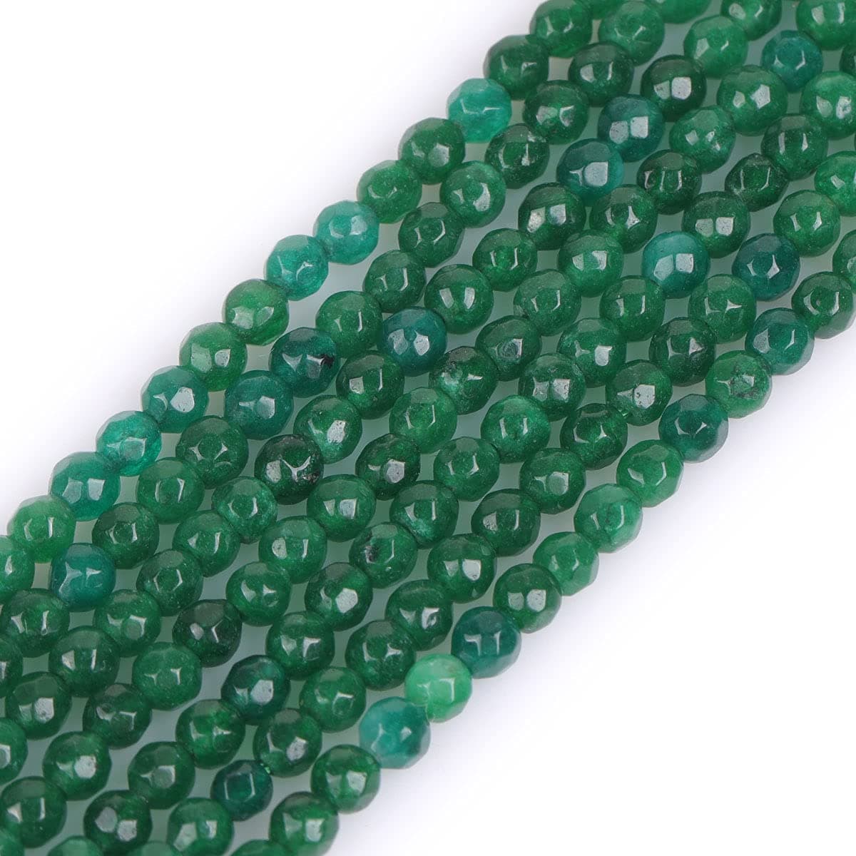 GEM-INSIDE CREATE YOUR OWN FASHIONGEM-INSIDE CREATE YOUR OWN FASHION 4mm Green Jade Natural Gemstone Faceted Round Semi Precious Stones Loose Beads for Jewelry Making 15 Inch Strand