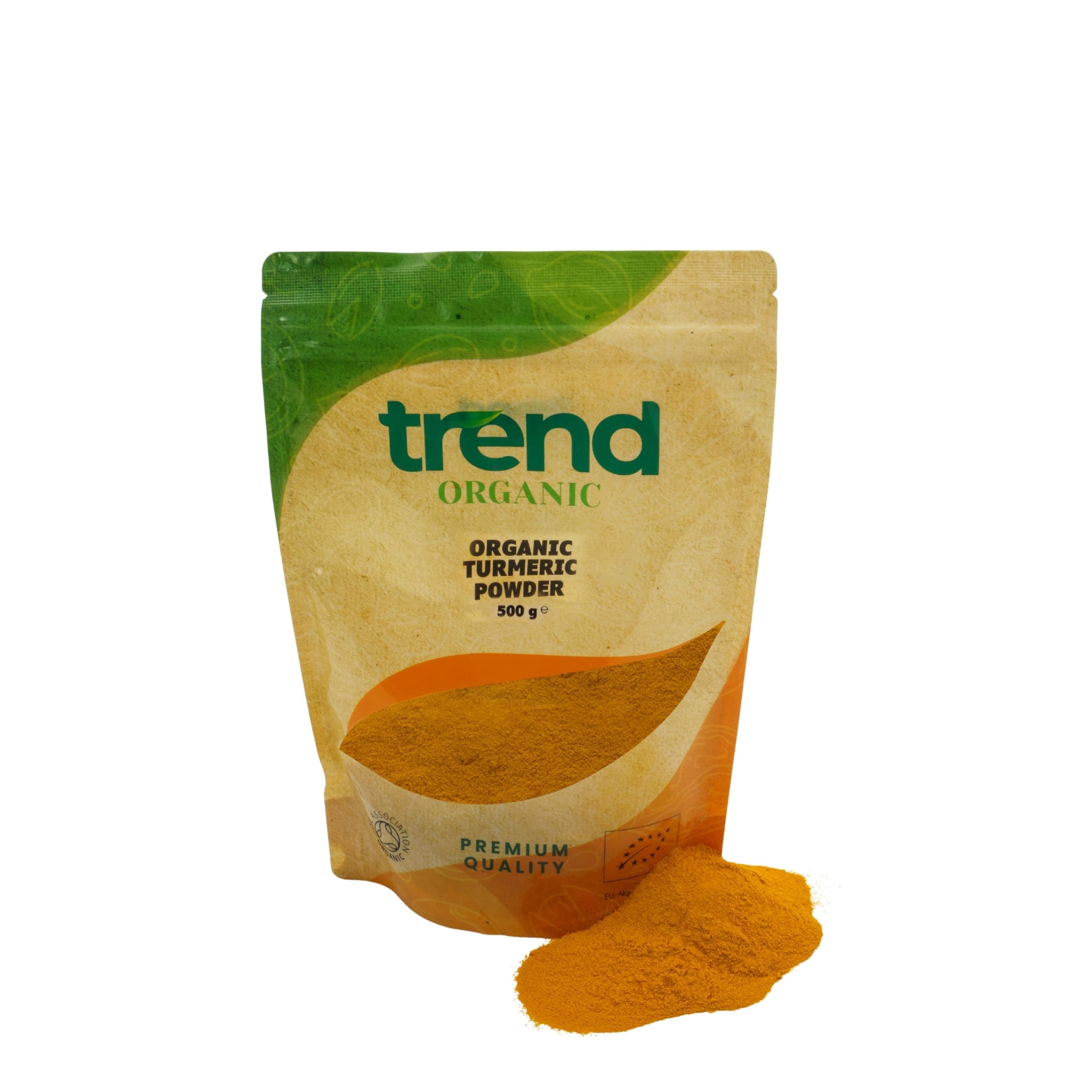 Trend OrganicTurmeric Powder, 500g - Versatile Kitchen Essential, Ideal Spice for Baking and Cooking with Earthy Flavour, Certified Organic, Vegan, Non-GMO, No Additives No Preservatives, Raw