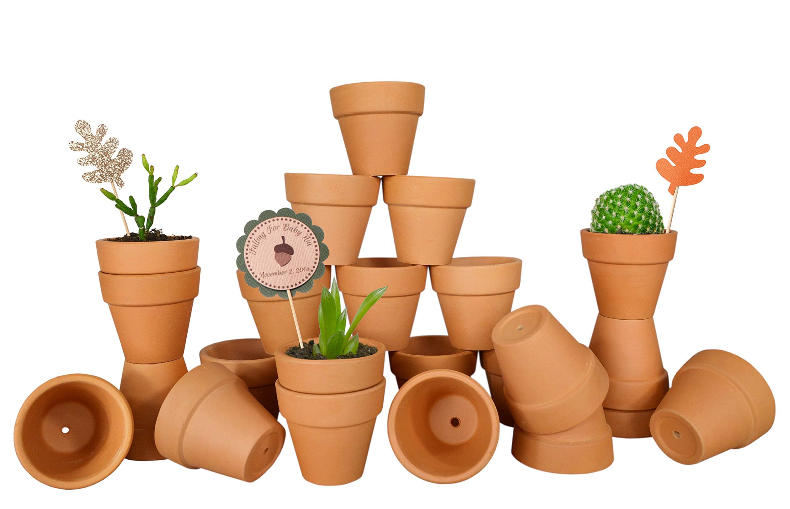 My Urban Crafts 24 Pcs - 2" Small Mini Clay Pots Terracotta Pot Ceramic Pottery Planter Terra Cotta Flower Pot Succulent Nursery Pots - Great for Window Boxes, Cactus, Plants, Crafts, Wedding Favors