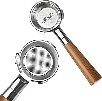 58mm 3 Ear Bottomless Portafilter for H10A Coffee Machine - Stainless Steel with Rosewood Handle - Advanced Espresso Tool for Coffee Enthusiasts
