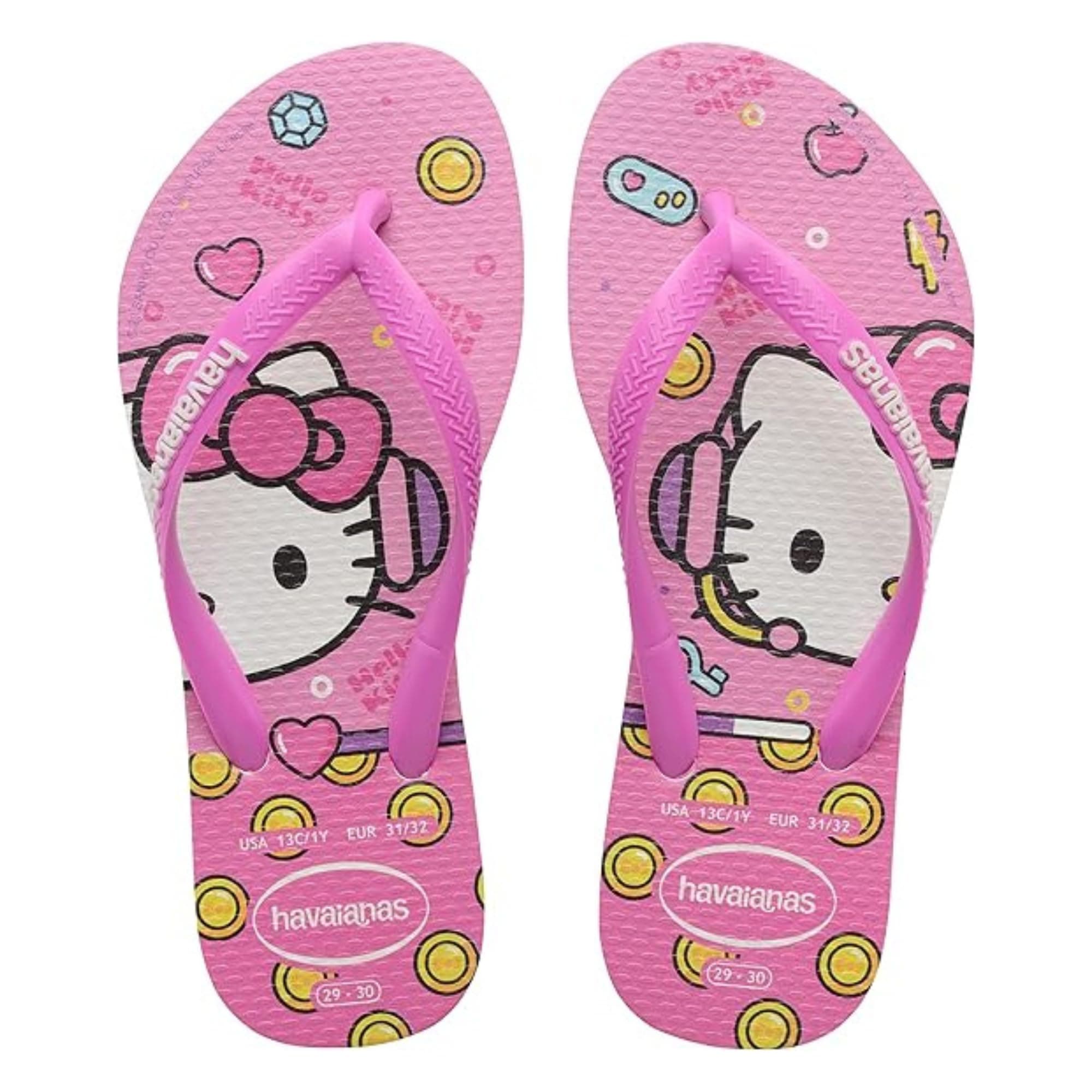 Havaianas - Slim Hello Kitty, Comfortable, Durable, and Lightweight Flip-Flops, Hello Kitty Print, Non-Slip Sole, Girls