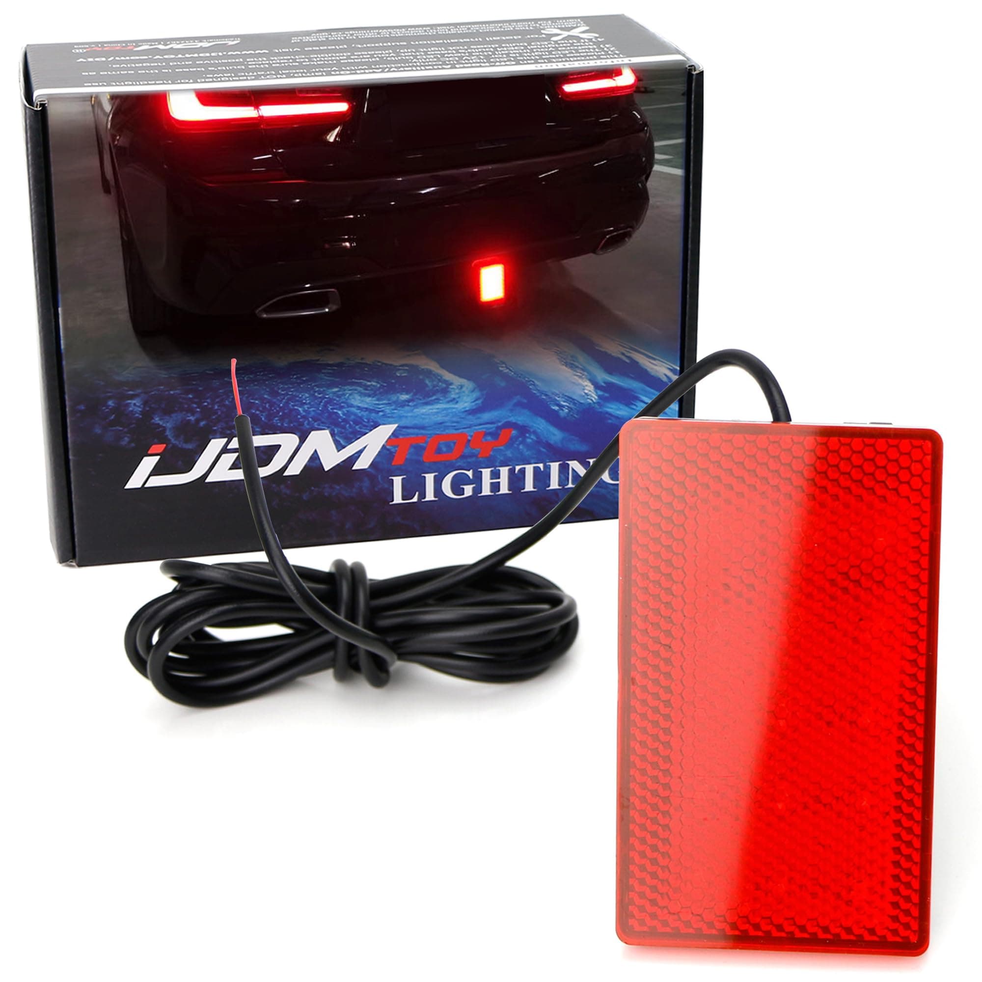 iJDMTOY Universal Fit Red Lens 15-LED Rear Bumper Diffuser Rear Fog Pilot Light Kit w/Race Car Style Strobe Brake Feature & Adjustable Add-On Mounting Bracket For Car SUV