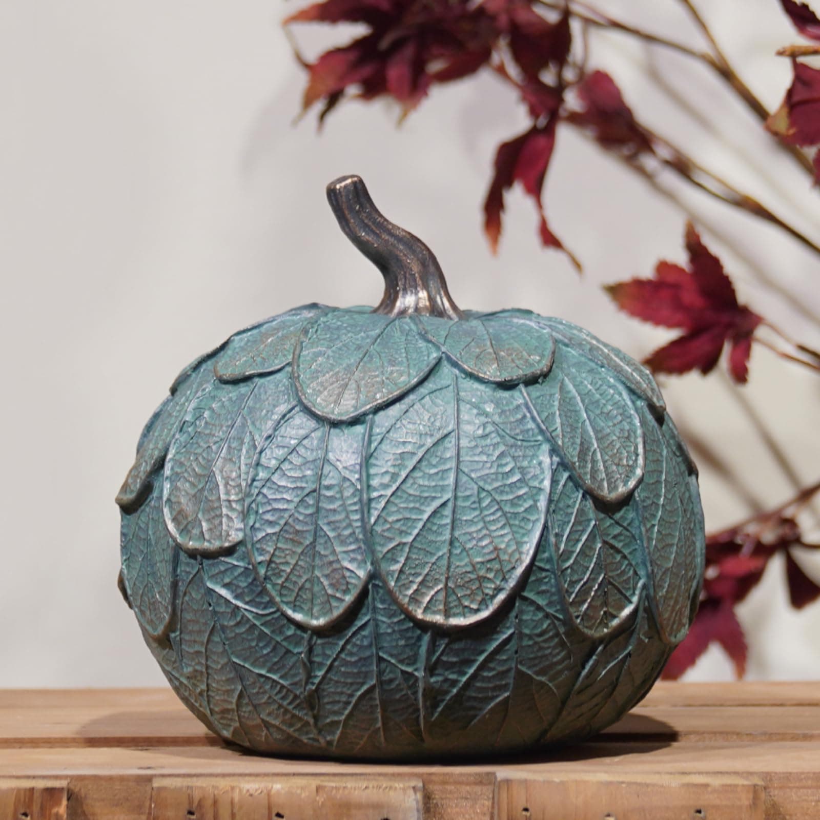 DiliComing Fake Pumpkin-Decor Fall-Decorations for Home - 6.5 Inch Green Artificial Pumpkin Décor for Indoor and Outdoor, Decorative Fake Pumpkin Table Accent for Home Decor