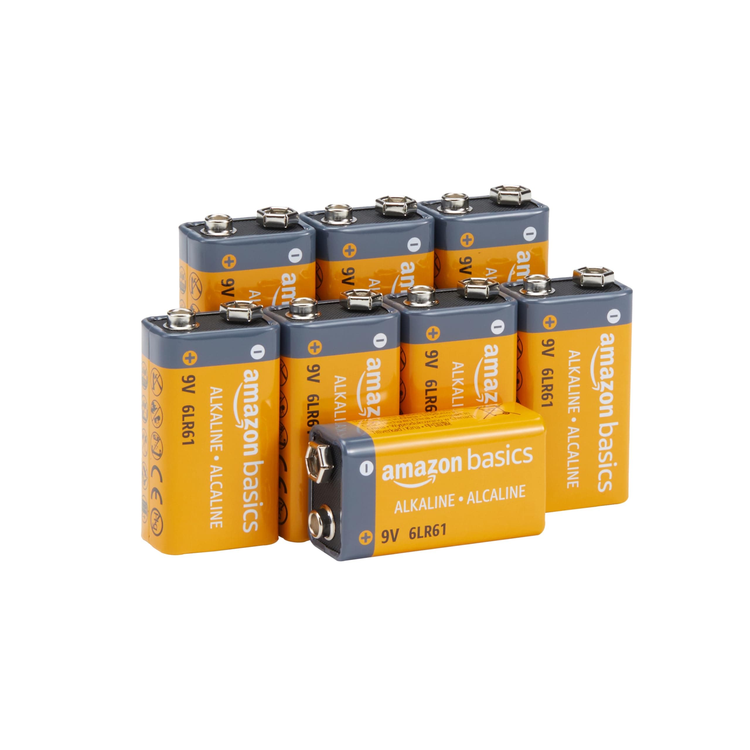 Amazon Basics AmazonBasics 9 Volt Everyday Alkaline Batteries (8-Pack) - Appearance May Vary