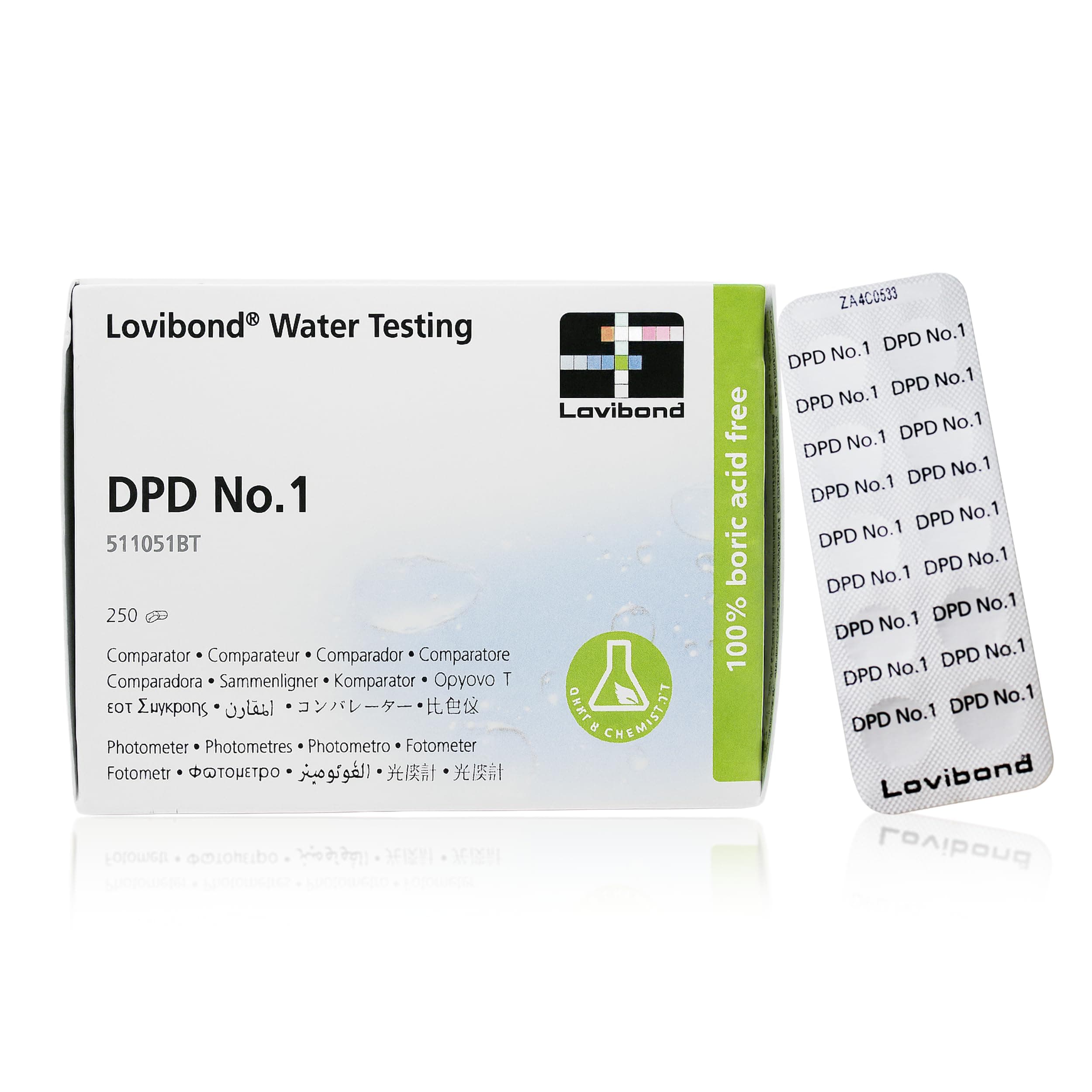 DPD No 1 Chlorine Tablets | 250 Count for Photometer | Measures Chlorine, Bromine, Ozone | Long Shelf Life, Easy to Use | Suitable for Photometers, Multicoloured