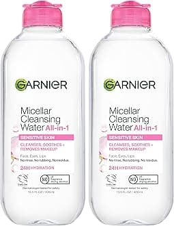 Garnier SkinActive Micellar Water for All Skin Types, Facial Cleanser & Makeup Remover, 13.5 fl. Oz, 2 count (Packaging May Vary)