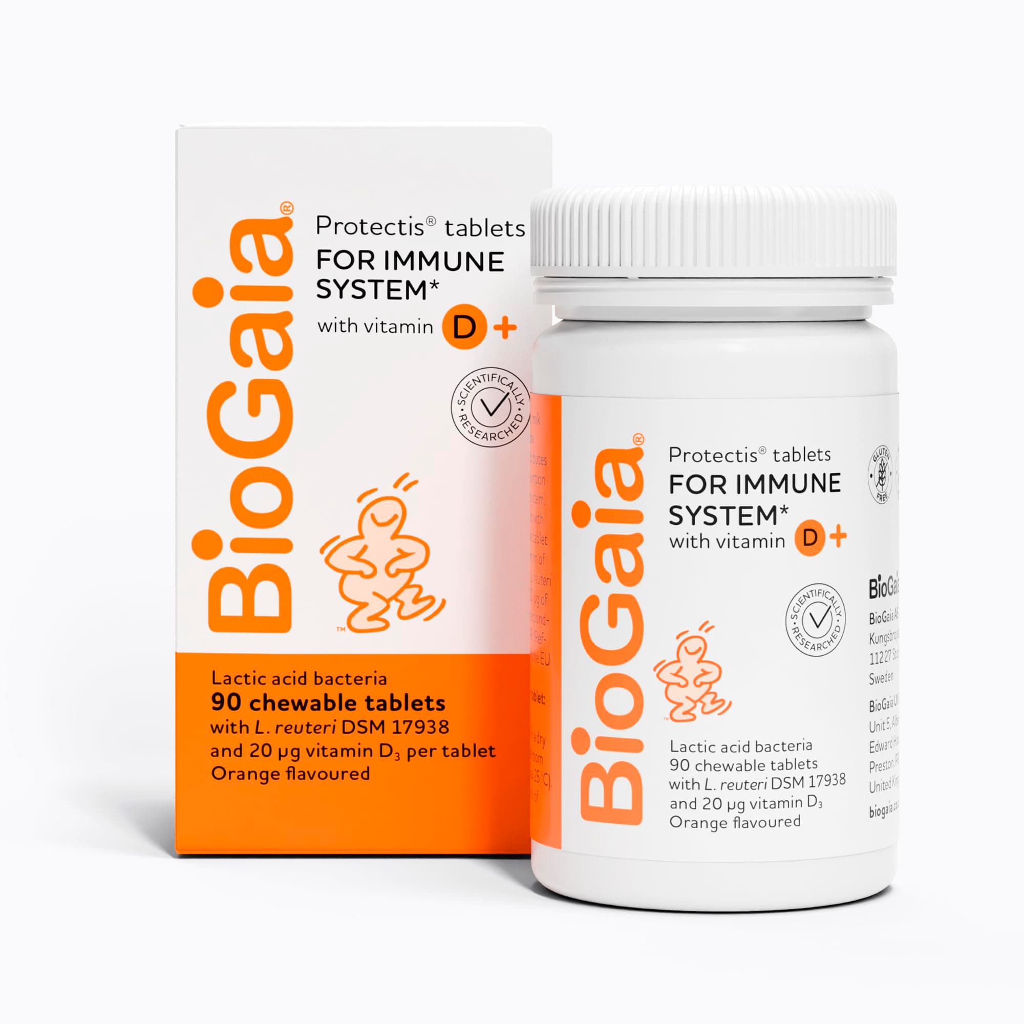 Protectis Probiotic Chewable Vitamin D3 Tablets, Orange Flavoured, 90 Pieces, for The Whole Family