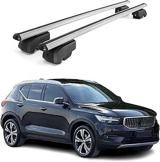 OMAC Roof Rack Cross Bars for Volvo XC40 2019-2026 Lockable 165Lbs Aluminium Silver 2Pcs fits Cargo Carriers Kayak Canoe Bike Snowboard