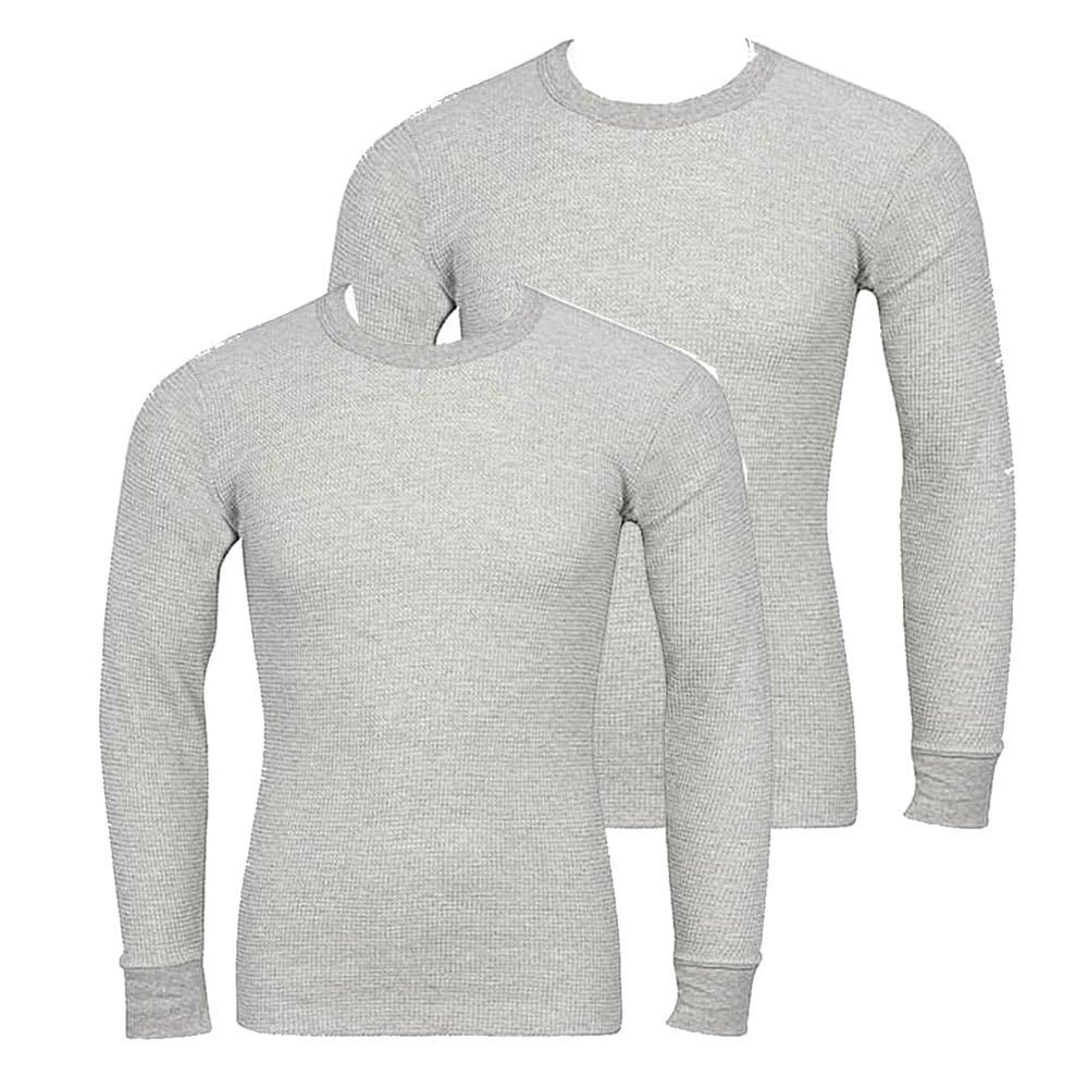 Indera - Mens Regular and Tall Long Sleeve Thermal Top, 800LS,Small,2 Pack: Grey/Grey