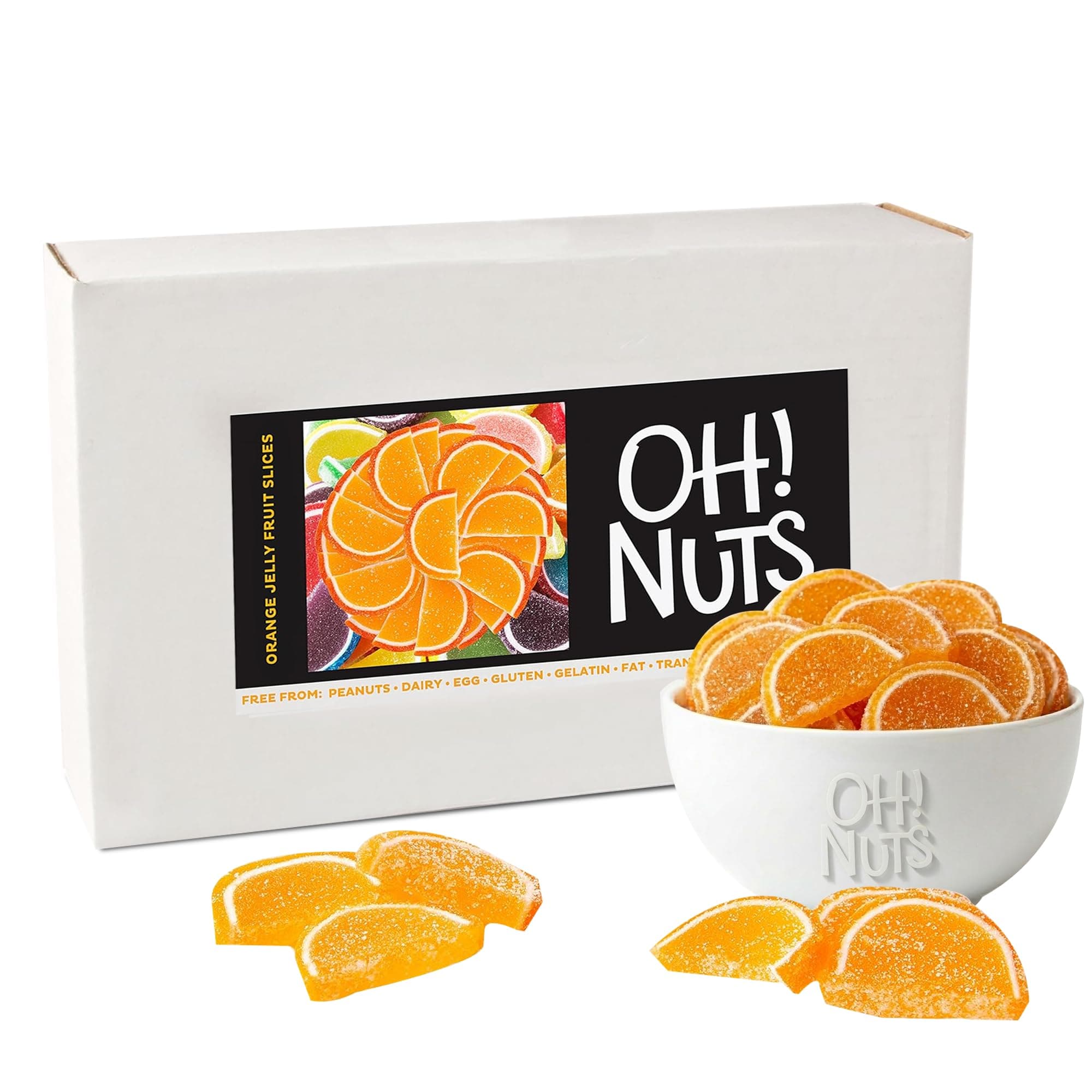 Oh! Nuts Orange Jelly Fruit Slices Sugar Candy - 5 LB Bulk Bag - Traditional Old Fashioned Chewy Gummy Sweet Confectionery - Gluten-Free, Kosher Certified Pareve (150 CT)