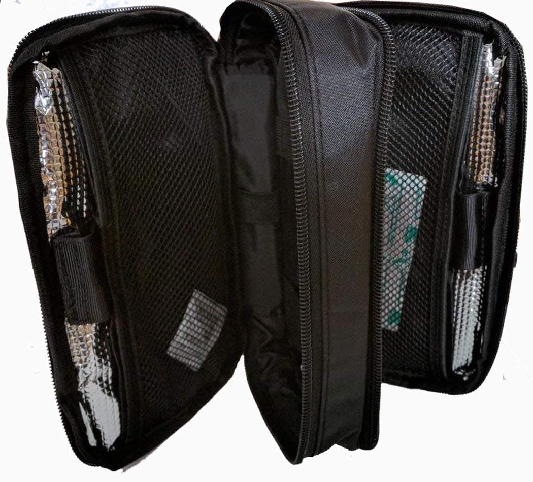 Diabetic Organizer Cooler Bag-for Insulin, Testing Supplies ,With Ice Pack Included (Double Bag x 2 ICE Pack)