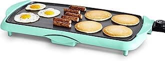 20” Extra Large Electric Griddle, Non-Toxic PFAS & PFOA-Free Ceramic Nonstick, Temperature Control, Quick Even Heating, Removable Drip Tray, Pancakes, Eggs, Sausage, Easy Clean, Turquoise