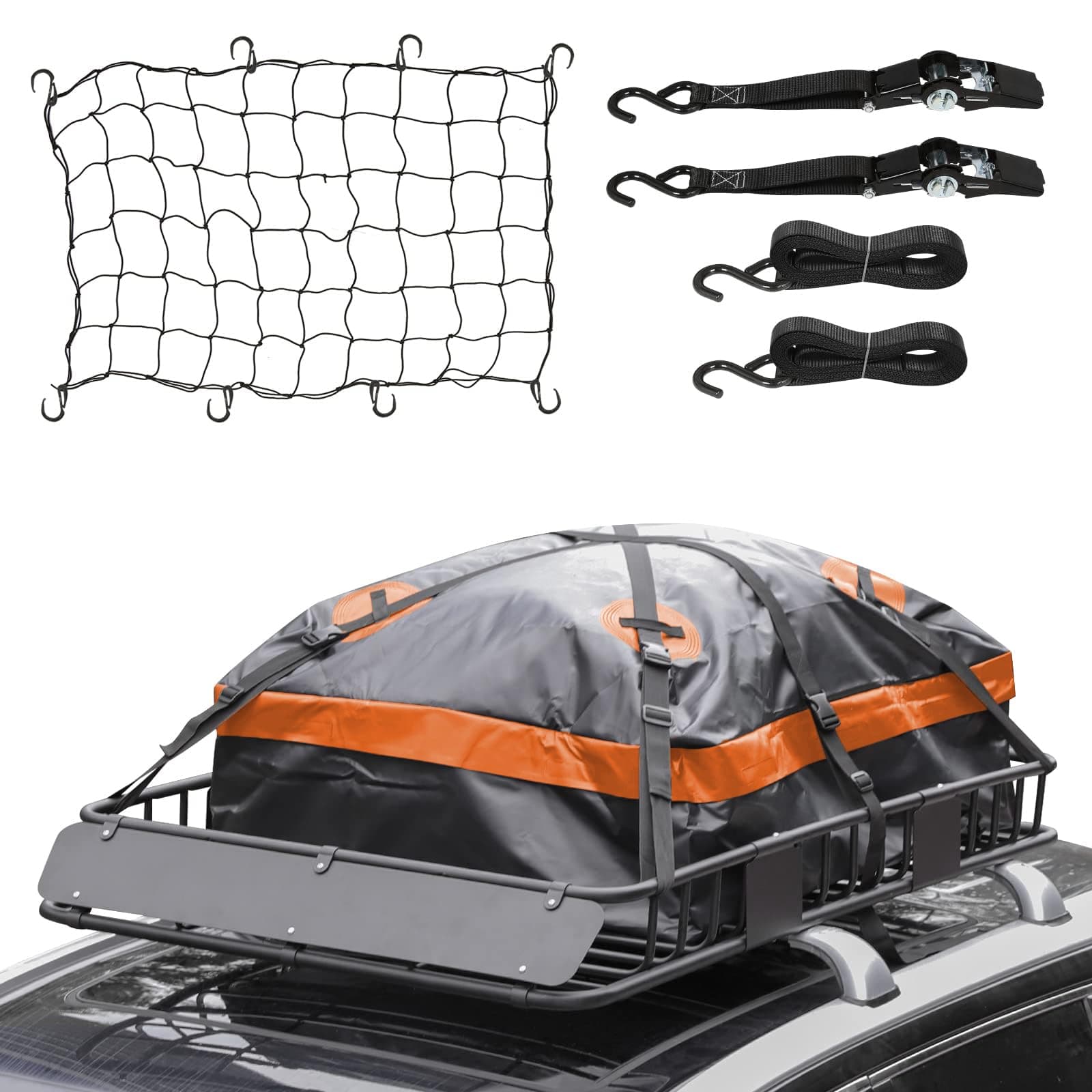 WEIZE 54" x 34" x 6" 200lb Heavy Duty Roof Rack Carrier Basket with Waterproo...