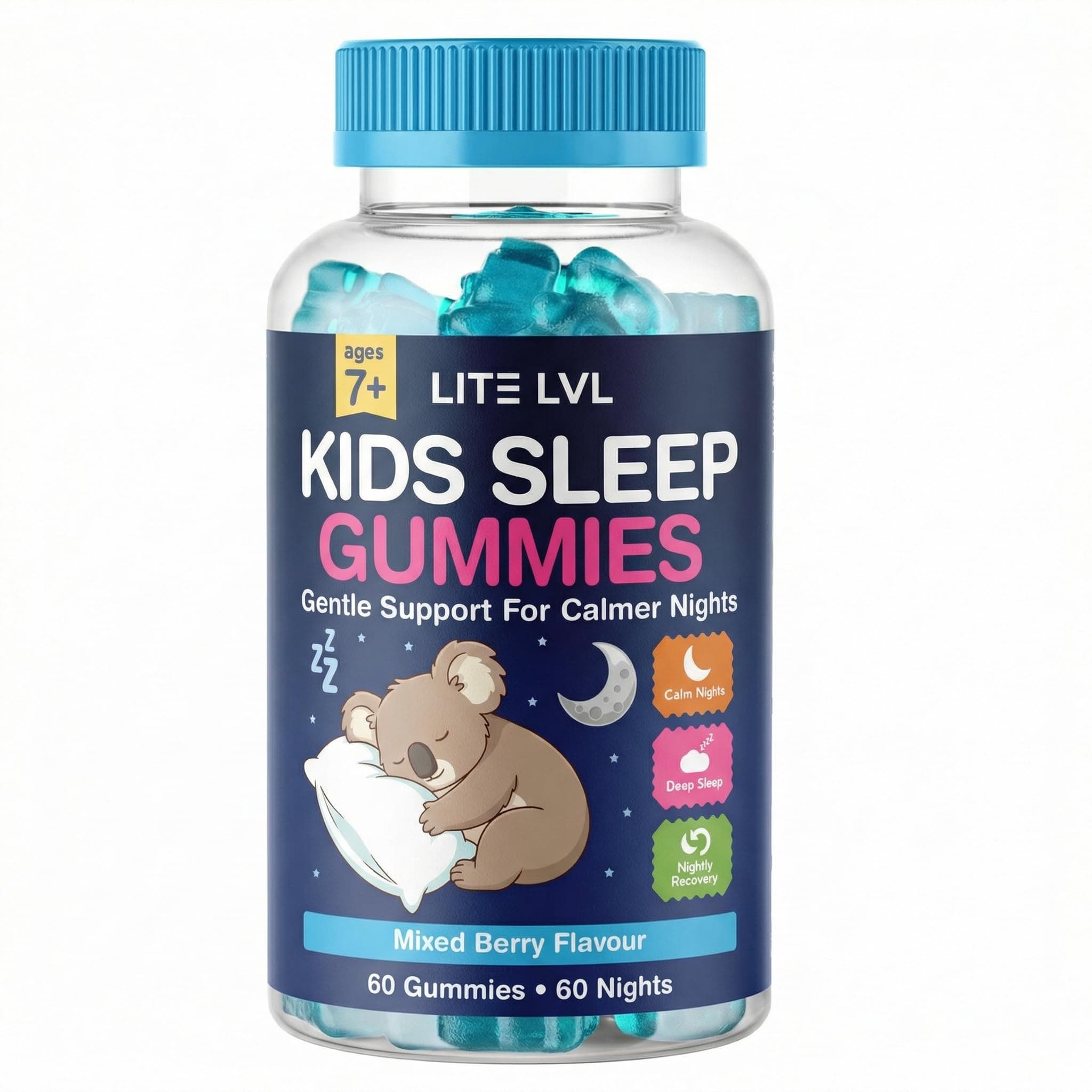 Lite Lvl Natural Sleep Support Gummies For Kids - Formula Restful Nights, Children'S Promoting Melatonin Production, Promotes Healthy Patterns, 60 Count