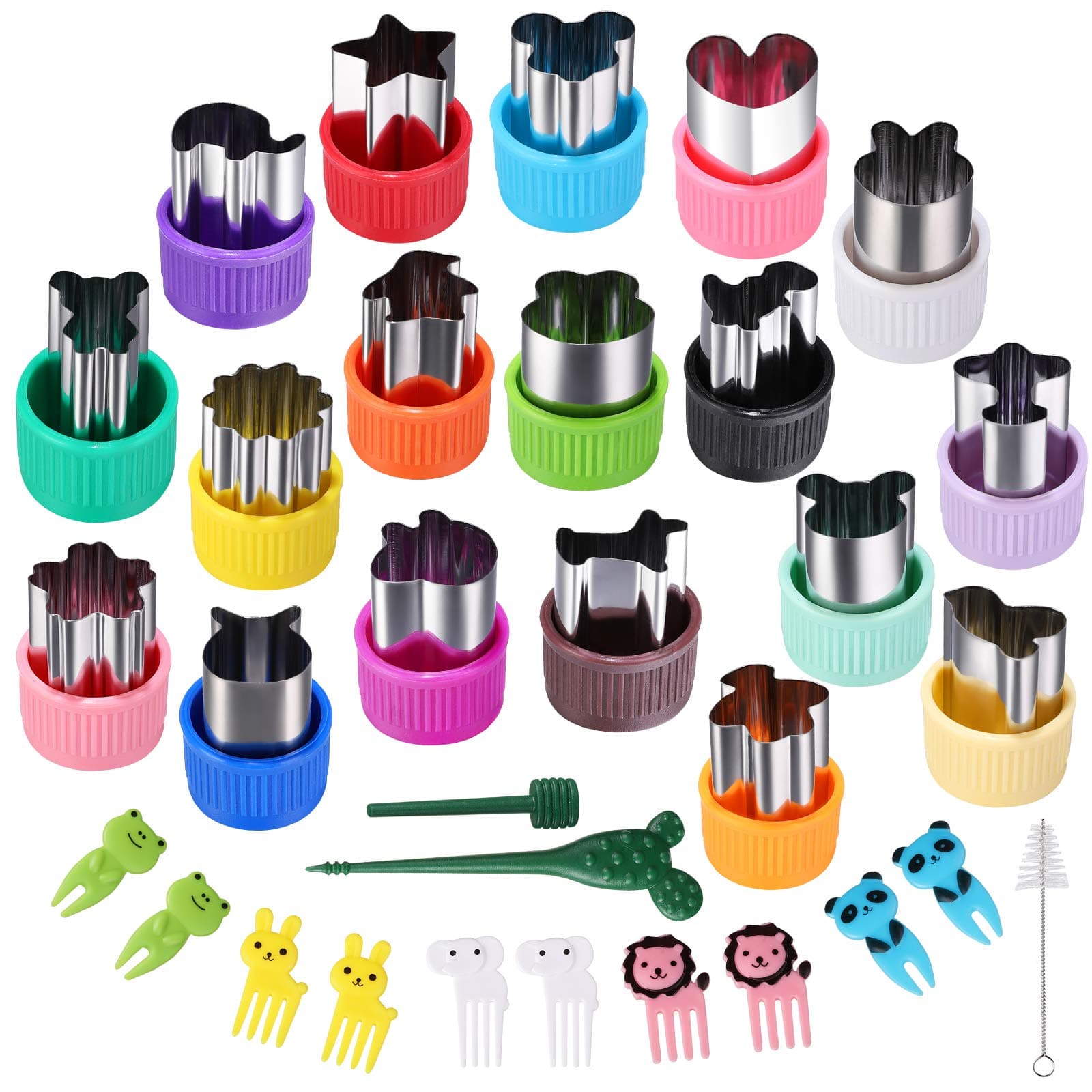 Vegetable Cutter Shapes Set,18pcs Diffent Colours and shapes Mini Sizes Cookie Cutters Set Fruit Cookie Pastry Stamps Mold,Baking Tools & Accessories