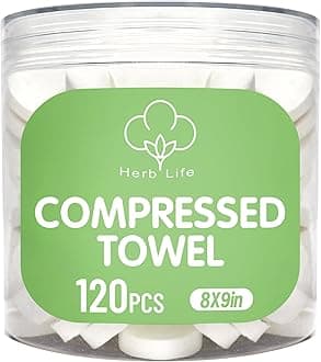 120 Pcs Mini Compressed Towels, Disposable Face Compressed Towel, Compressed Cotton Hand Wipe, Camping Towel, Portable Compressed Coin Tissue for Travel/Home/Outdoor Activities
