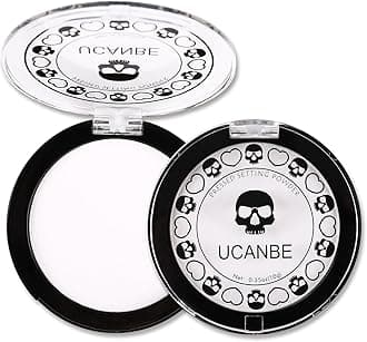 UcanbeWhite Pressed Setting Powder for Special Effects & Halloween Makeup, Translucent Matte Finishing Powder, Baking White Face Powder for Long Lasting Coverage, Portable Compact