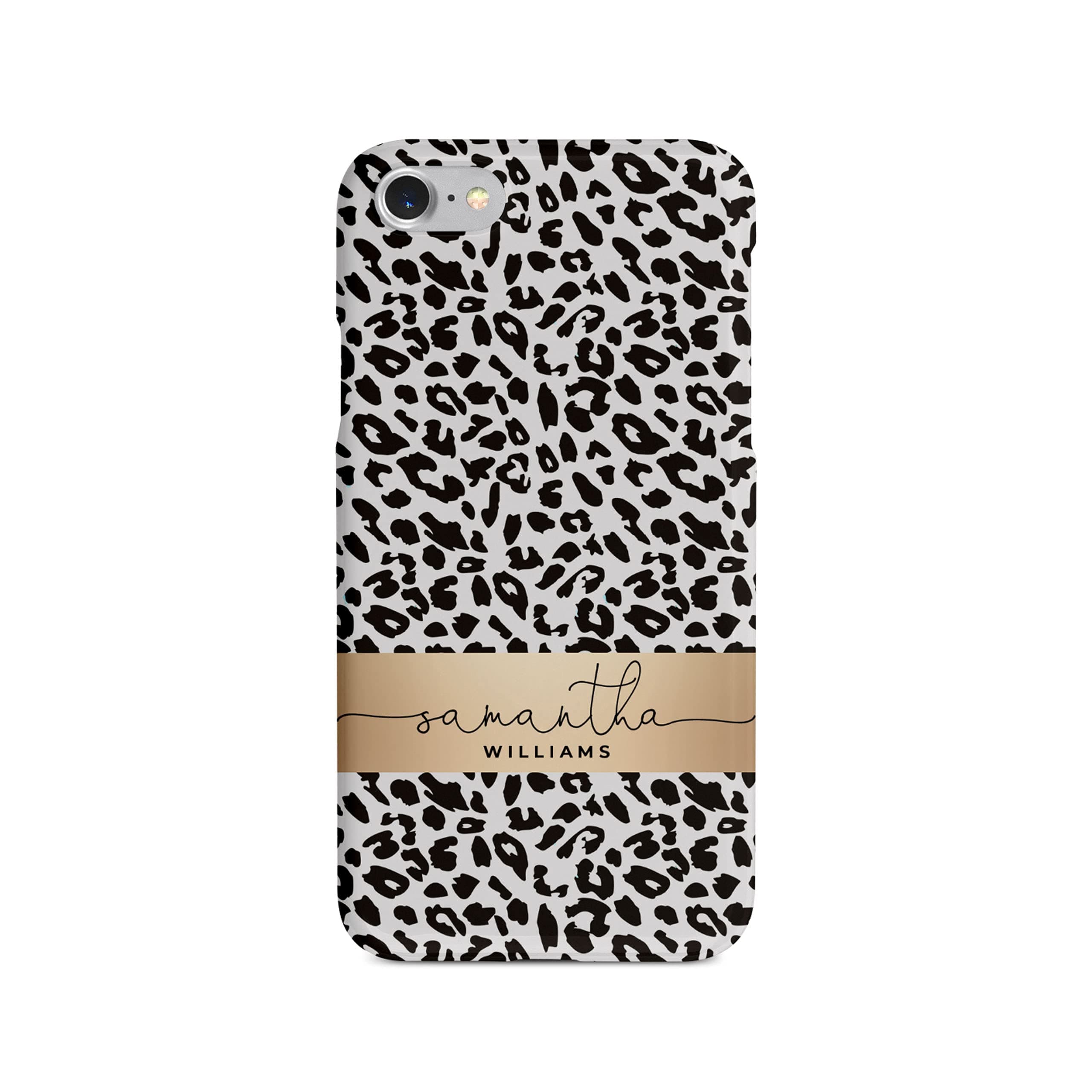 Personalised Compatible with iPhone 7 Plus & 8 Plus Tirita Hard Case Cover PRINTED GLITTER, NOT REAL GLITTER Animal Print Gold Leopard Snake Skin Custom Initials Name Bling