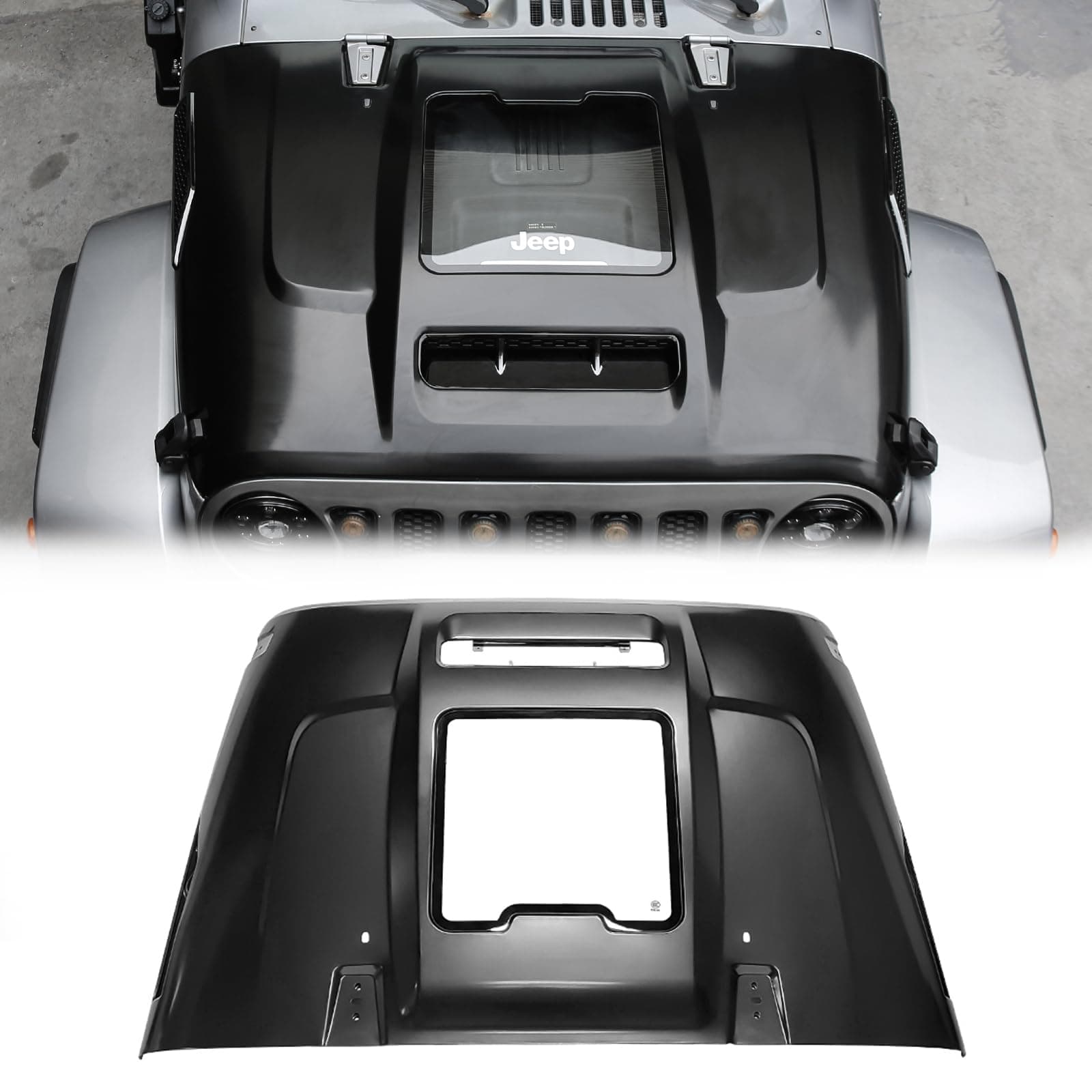 Replace JK Hood, Space-Capsule Style Hood Compatible with Jeep Wrangler Unlimited Rubicon JK JKU 2007-2018