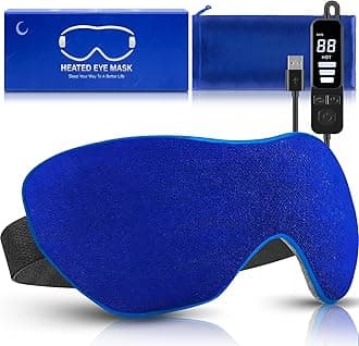 Heated Eye Mask, Washable Dry Eye Mask Heat Eye Compress with Flaxseed, Warm Eye Compress Heating Pad with Temperature Timer Control for Sleep, Blepharitis, Dark Circles, MGD, Puffy Eyes (Deep Blue)