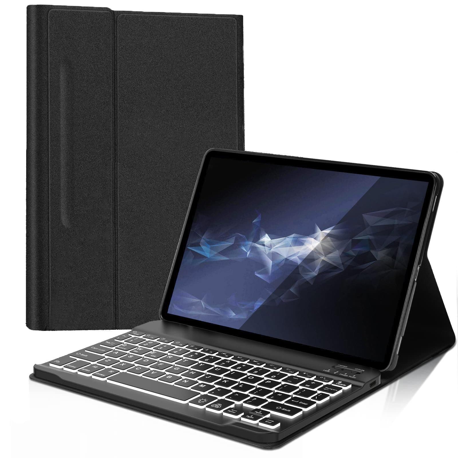 Case with Keyboard for Samsung Galaxy Tab S9 11 Inch 2023 - Backlit Detachable Bluetooth Keyboard, Folio Case with S Pen Holder, for Model (SM-X710/X716B/X718U) - Black