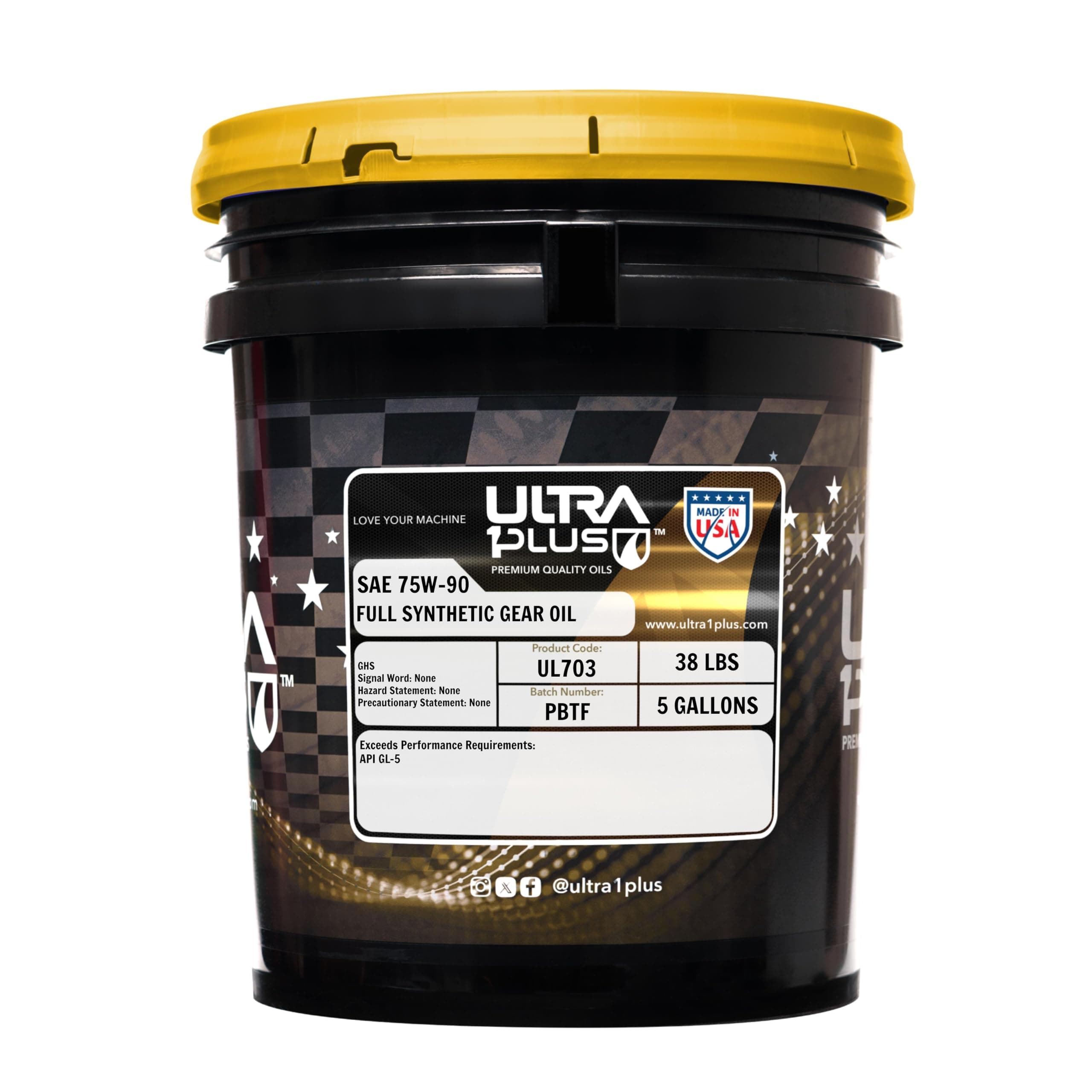 SAE 75W-90 Synthetic Gear Oil, API GL-5 (5 Gallon Pail)