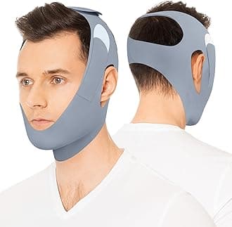 OHELEEP Anti Snore Chin Strap for CPAP Users, Snore Stopper Adjustable, Chin Strap for Sleeping Comfortable Stop Snoring Solution, Anti Snoring Devices Breathable and Reusable, Gray, M