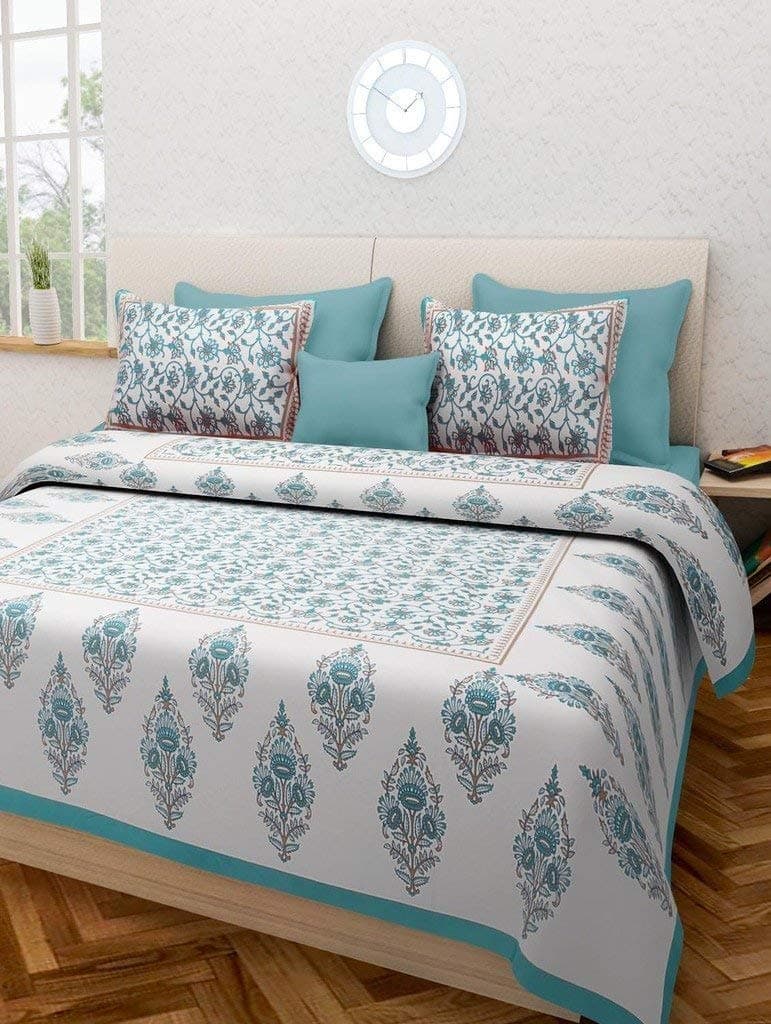 JAIPUR PRINTS Cotton 200 TC Bedsheet (Multicolour_Double, Modern).