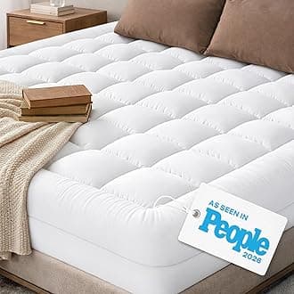 Cloud-Like Twin XL Mattress Topper - 100% Cotton Top Mattress Pad for Back Pain Relief - Breathable & Naturally Cooling for Hot Sleepers, White
