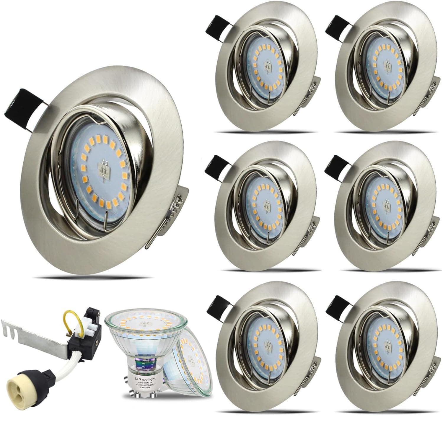 6x GU10 Ceiling Downlights