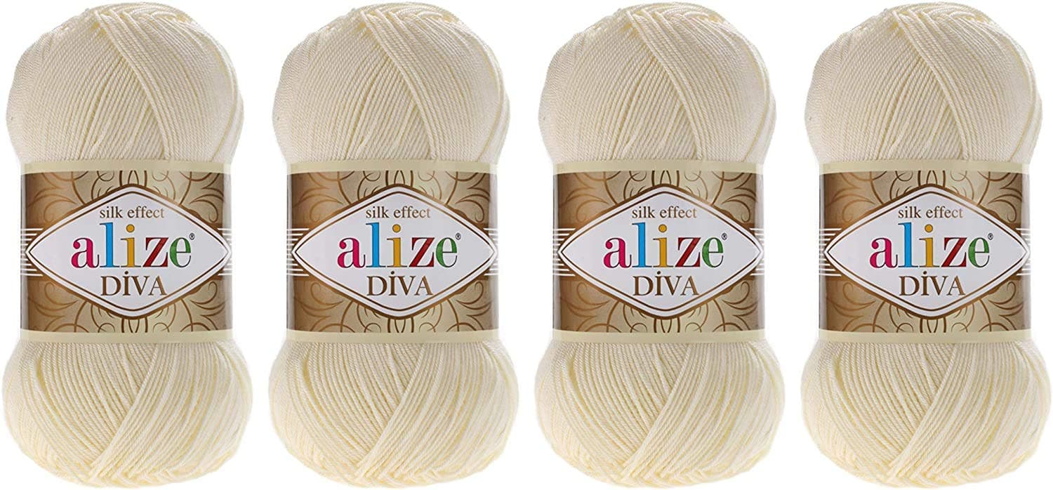 4 Balls Hand Knitting Yarn 100% Microfiber Acrylic Yarn Alize Diva Silk Effect Thread Crochet Art Lace Craft Lot of 4 skeins 400gr 1532yds (1)