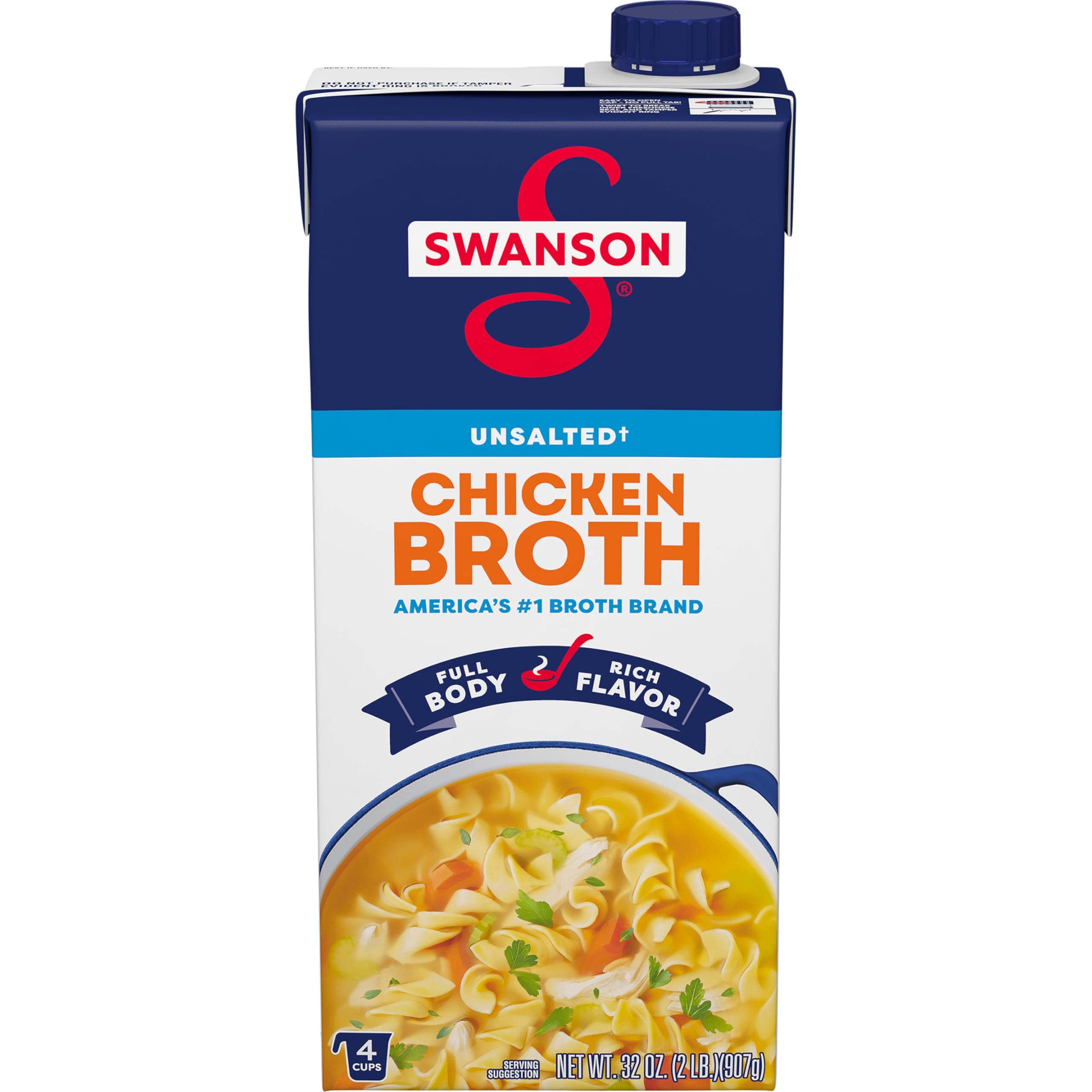 SWANSON S Unsalted Chicken Broth, 32 oz Carton
