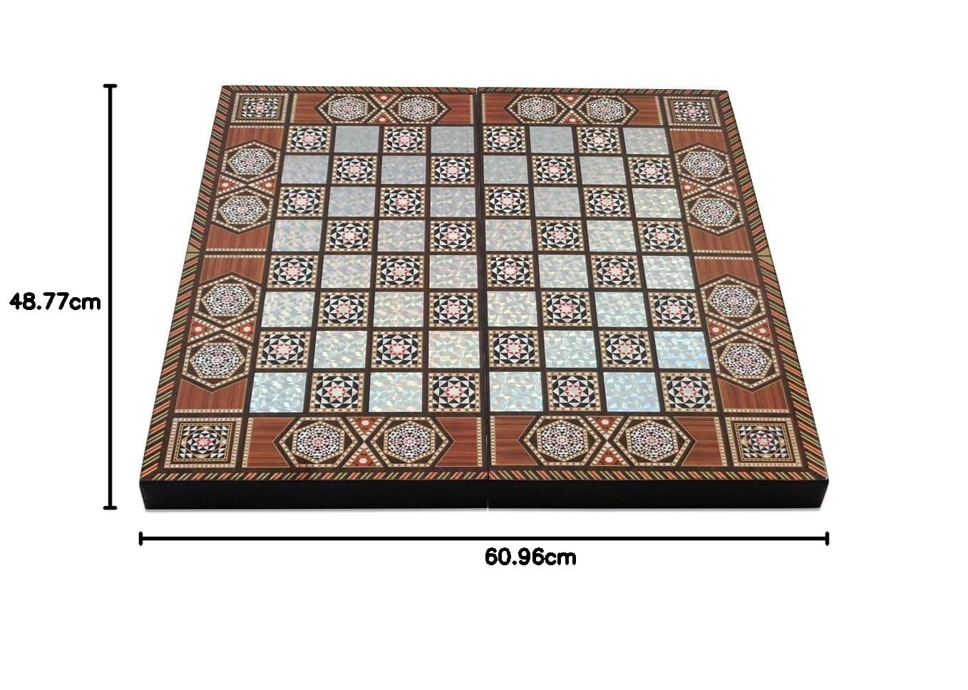 Star Turkish Classic Backgammon Board Game - 19 inches, Magnetic Closing Mechanism, Folding Board, Strategic Game, Family and Friend Fun, Portable Travel Set, Solid Wood Case, Scratch Resistance