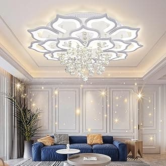 Modern Ceiling Light,Crystal Flush Mount LED Chandelier Ceiling Flower Lamp with Remote Control for Living Room,Bedroom,Hall,Dining Room,Etc.39.4″/120w/20 Heads…