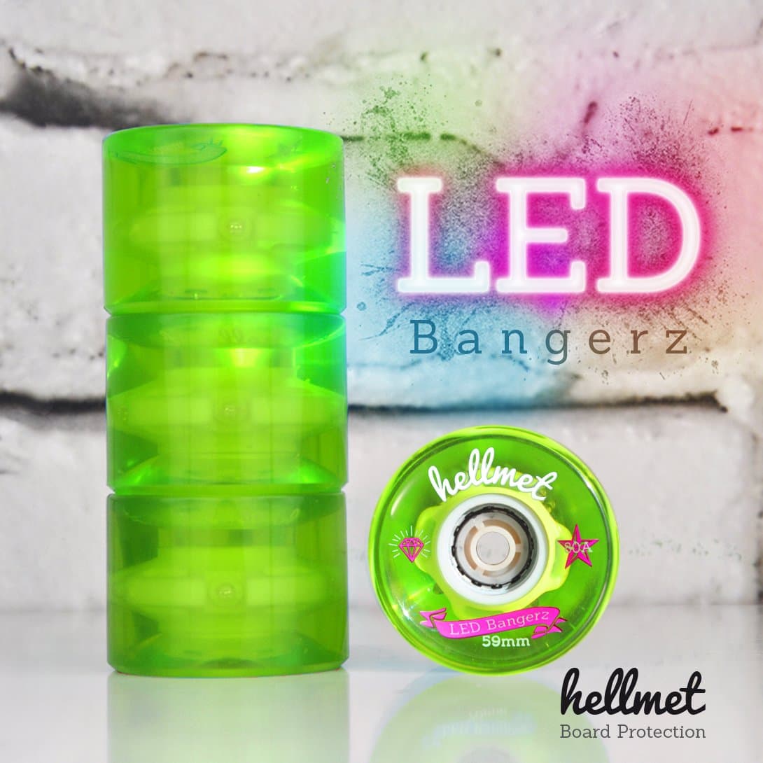 Hellmet LED Bangerz 59 mm LED Minicruiser Wheels for the Penny Board Light Wheels – Neon Green