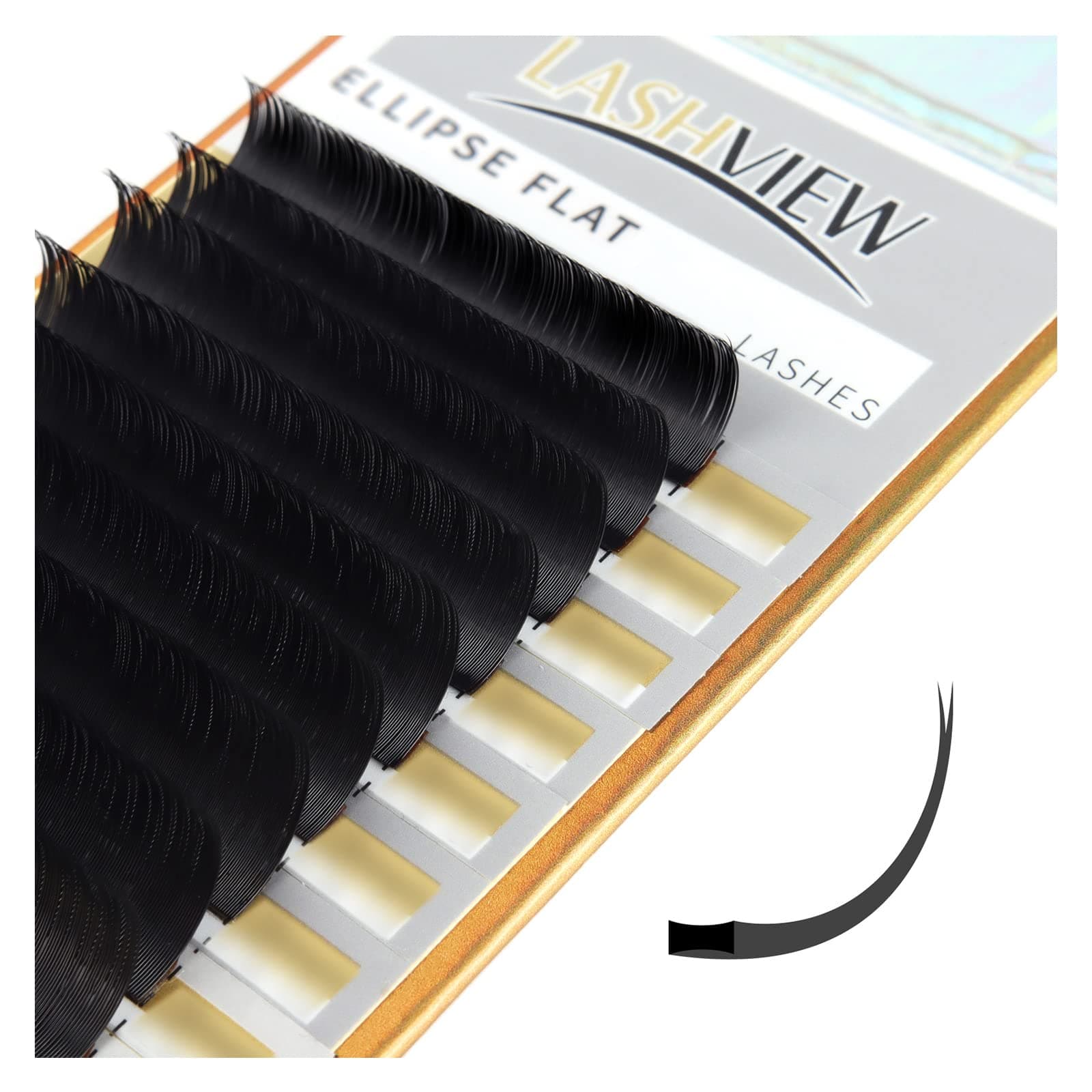 Eyelash Extension,Ellipse Flat Eyelash Extensions,Individual Lashes,0.15mm C Curl 10mm,Lash Extension,Semi-Permanent,Extremely Light & Soft