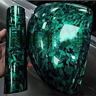 ASENDIWAY Green Forged Carbon Fiber Vinyl Wrap, High Gloss Car Wrap Roll Auto DIY Decal Sticker Film Sheet Air Release Self-Adhesive Decor Vinyl