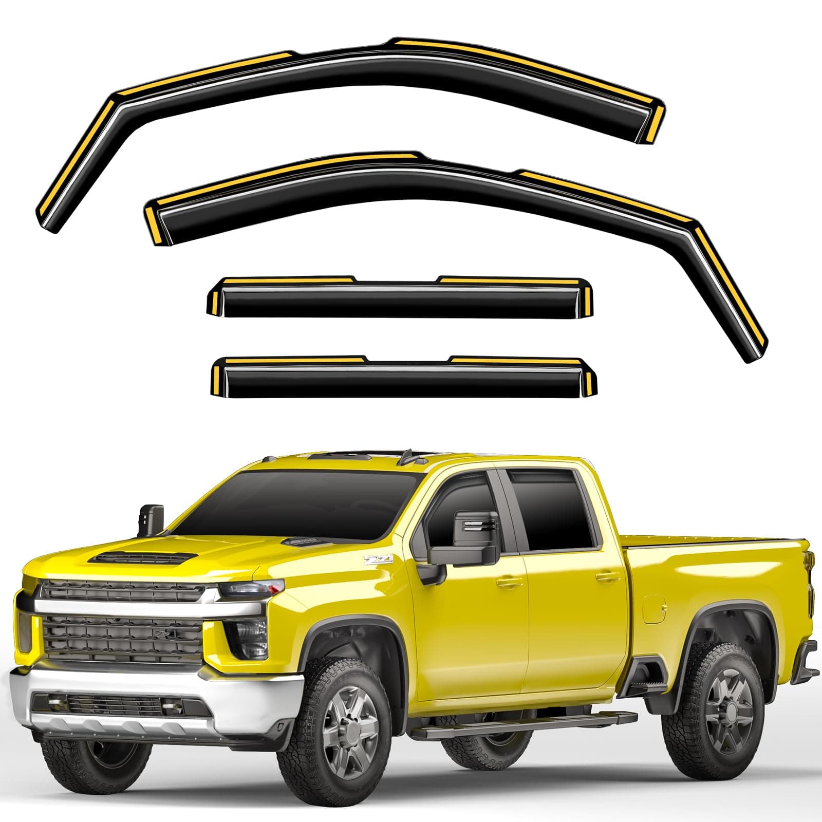 in-Channel Window Rain Guards Fit for Chevy Silverado/GMC Sierra 2500HD/3500HD 2020-2026 Crew Cab, Extra Durable Window Deflectors Vent Visors Truck Vent Shades Exterior Car Accessories