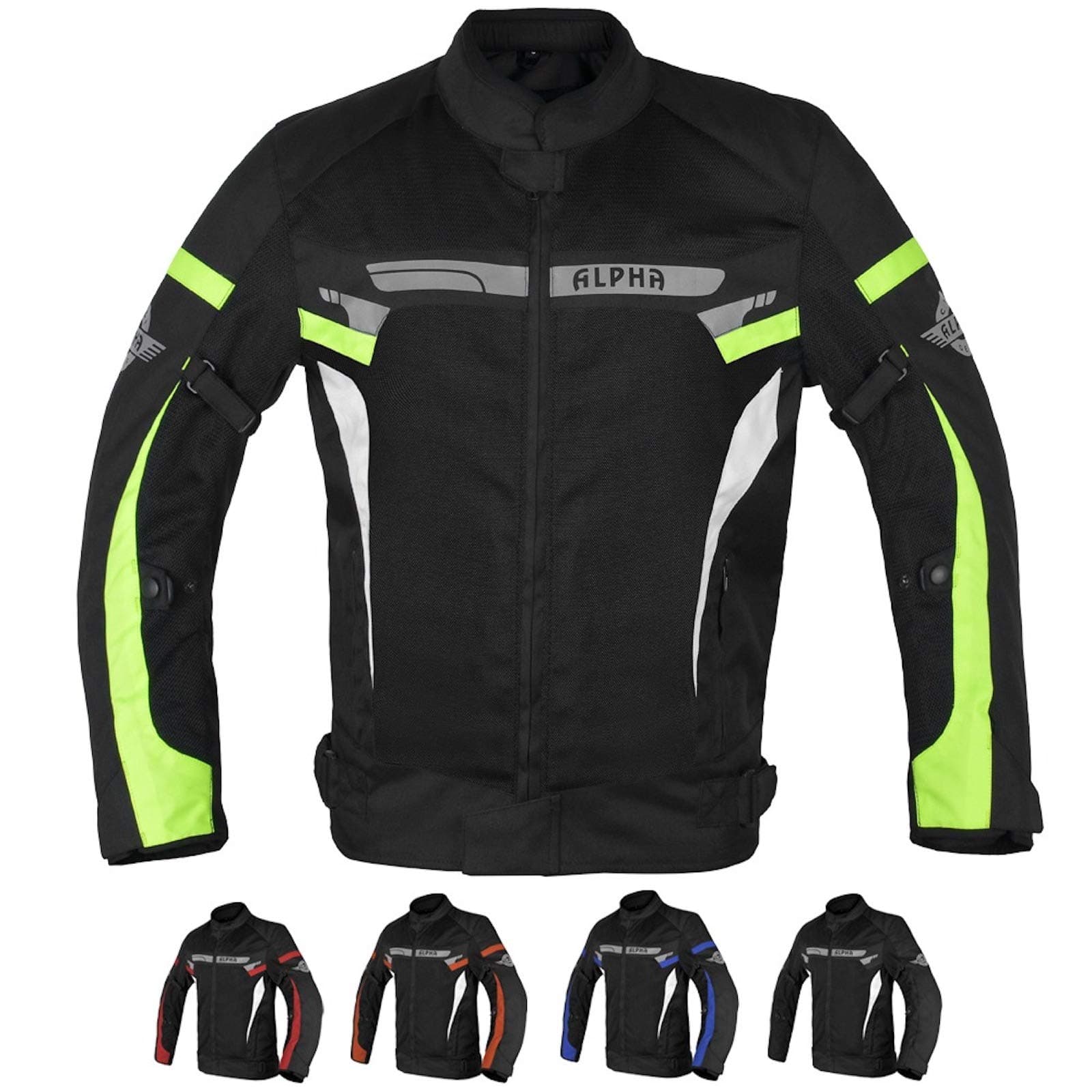 ALPHA CYCLE GEAR BREATHABLE BIKERS RIDING PROTECTION MOTORCYCLE JACKET MESH CE ARMORED