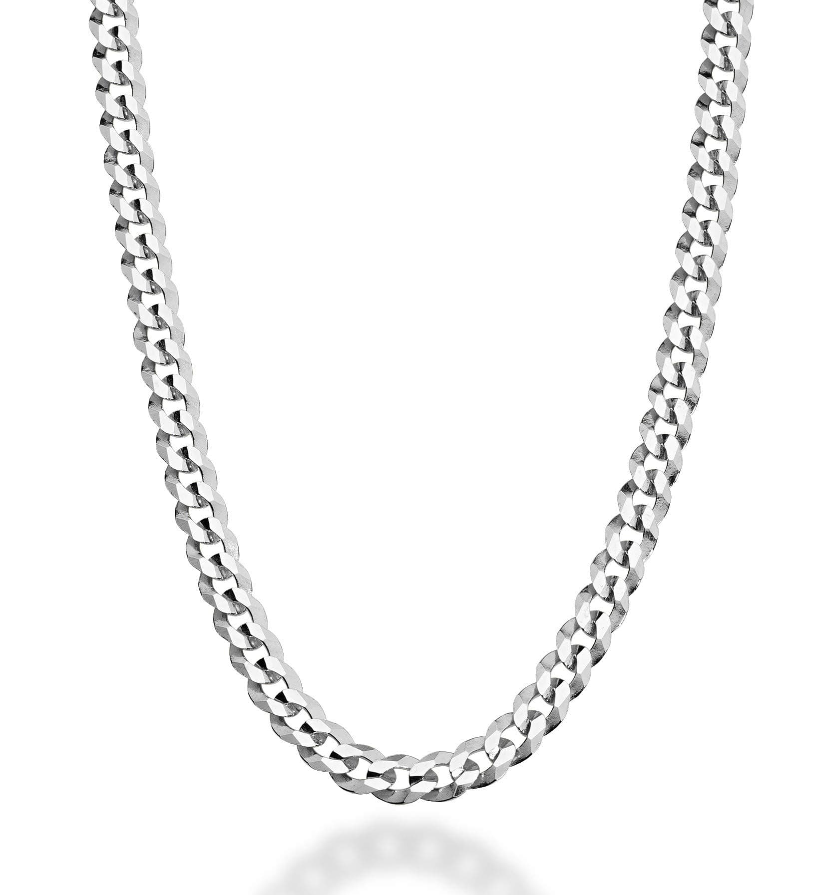 Solid 925 Sterling Silver Italian 5mm Diamond Cut Cuban Link Curb Chain Necklace for Women Men, Made in Italy