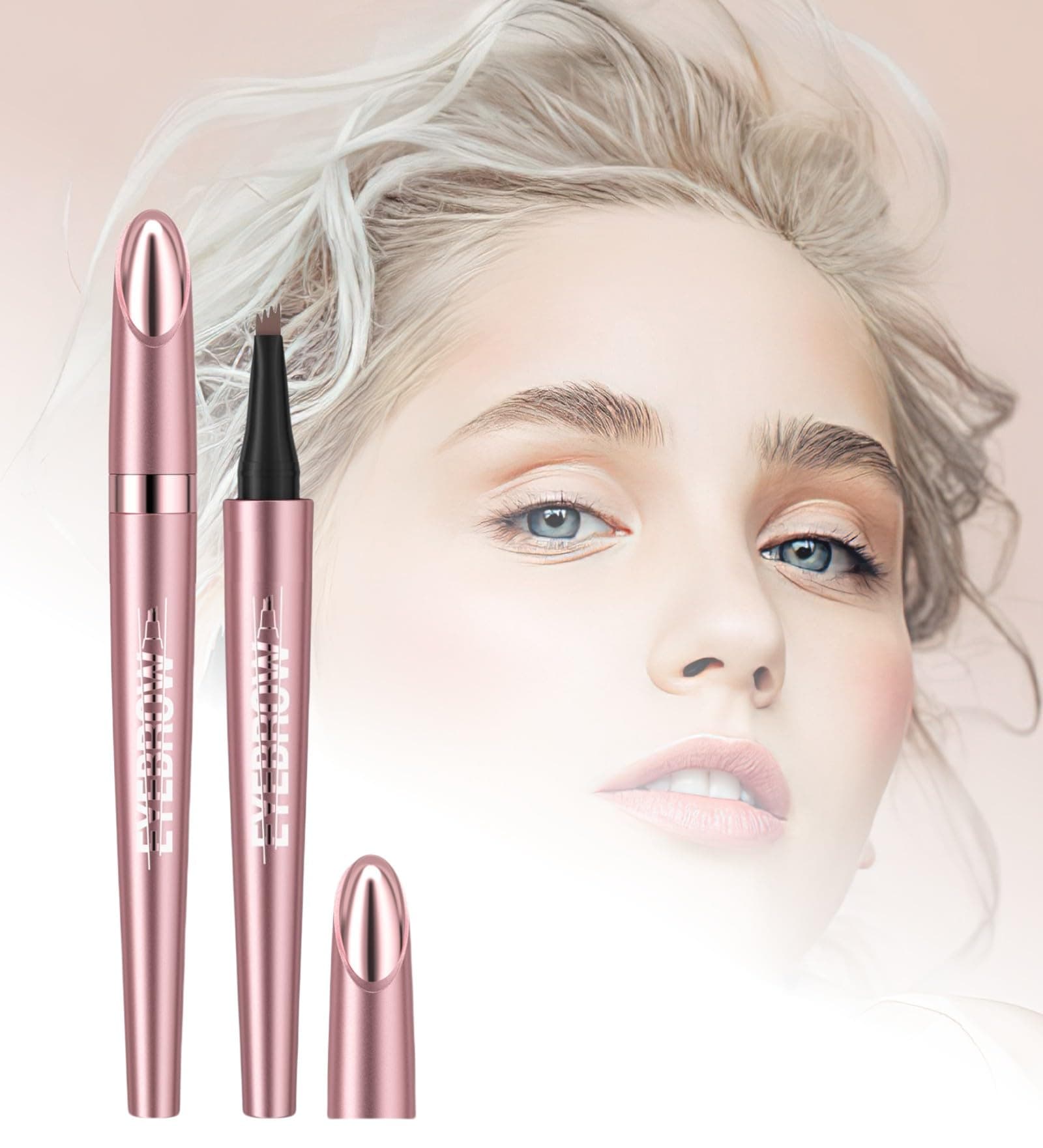 Magic Microblading Eyebrow Contouring Pencil - Microblading Eye Brow Contouring Pen - Precise Waterproof Brow Pen 4 Tipped Precise Waterproof With A Micro-Fork Tip Applicator