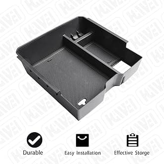 Center Console Organizer Tray Compatible with 2024 Ford Ranger & Ranger Raptor Interior Accessories, Coin Container Armrest Storage Box(Electric handbrake Version), Black