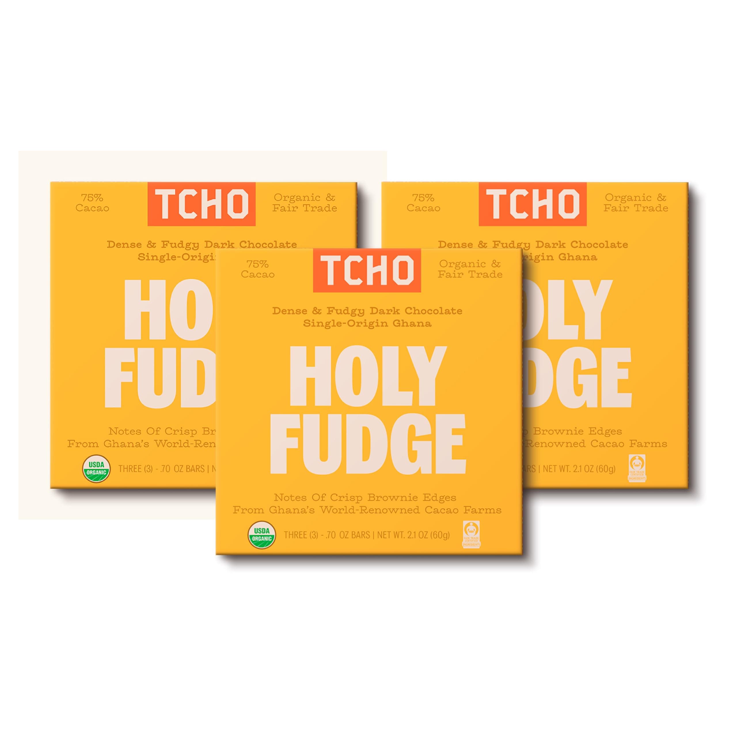 - Holy Fudge 75% Dark Chocolate Bars (3 pack) | Single Origin, Plant Based, Organic & Fair Trade | Non GMO, Non-Dairy, Vegan, Soy Free (2.1oz each)