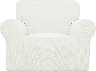 Easy-Going Stretch Chair Sofa Slipcover 1-Piece Couch Sofa Cover Furniture Protector Soft with Elastic Bottom for Kids, Pet. Spandex Jacquard Fabric Small Checks (Chair, Cream)